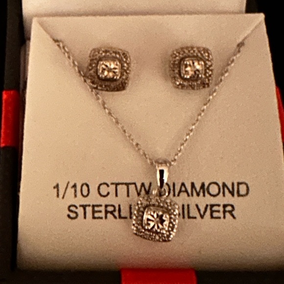 Sterling Silver Diamond Jewelry Set - Picture 1 of 2
